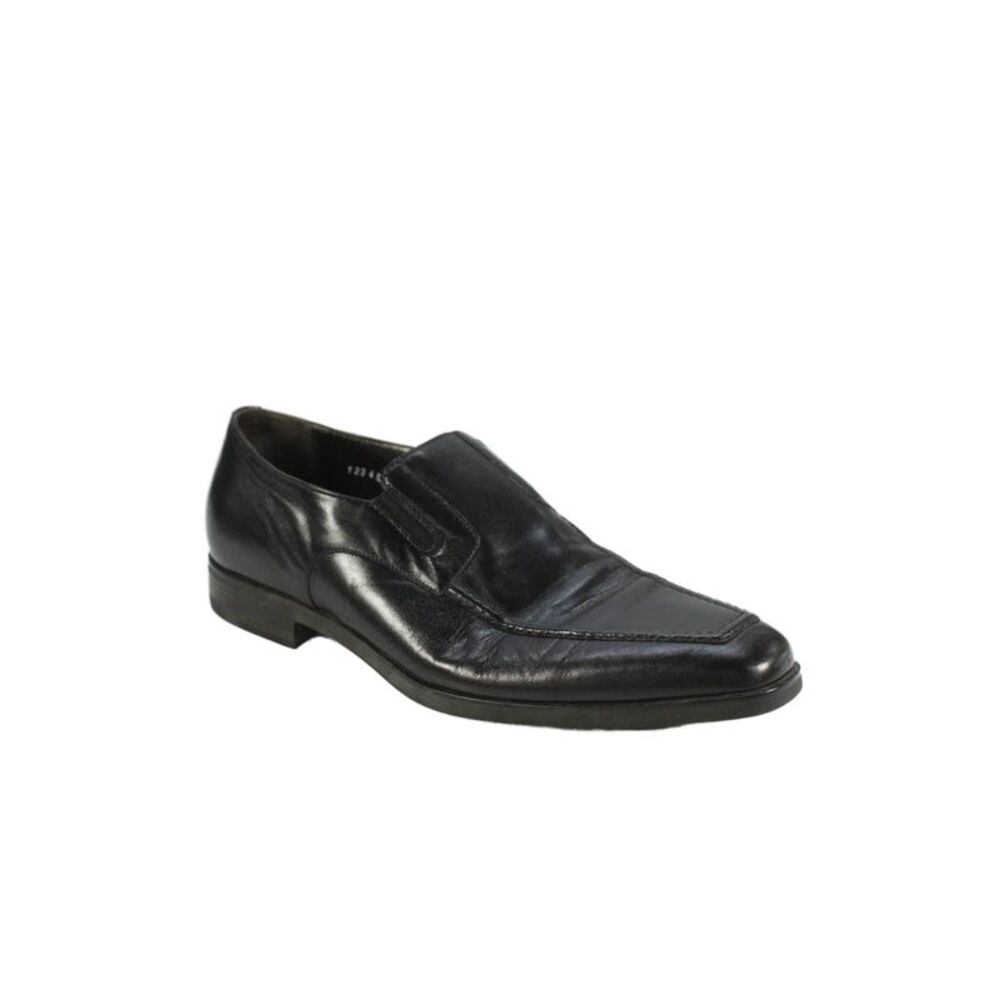 Santoni Mens Leather Slide On Dress Shoe Loafers Black Size 8 D